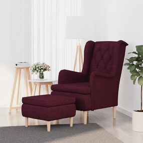 vidaXL Poltrona com banco tecido roxo