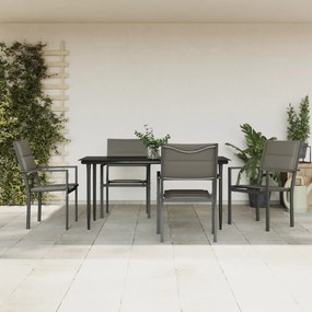 vidaXL 5 pcs conjunto de jantar para jardim aço e textilene preto