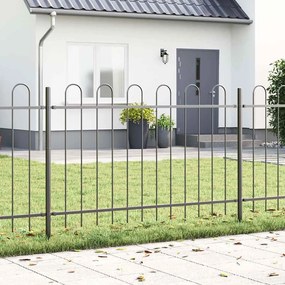 vidaXL Cerca de Jardim com Topo Em Arco Cinza 6,8 x 1m de Aço