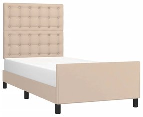 Estrutura cama cabeceira 100x200 cm couro artificial cappuccino