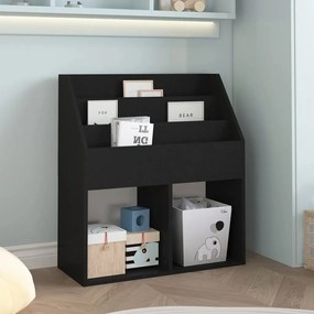 vidaXL Suporte de revistas infantil 71x30x78,5 cm aglomerado preto