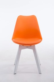 Cadeira de cozinha e sala de jantar Borneo V2 em couro sintético com estrutura branca 48 x 84 x 41,5 cm Laranja
