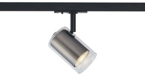 Foco moderno cor de bronze com vidro transparente para sistema de calhas monofásico - Iconic Lloyd