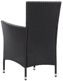 5 pcs conjunto jantar exterior com almofadões vime PE preto