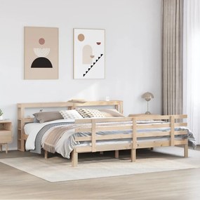 vidaXL Estrutura de cama com cabeceira 200x200 cm pinho maciço