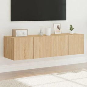 Móveis de parede para TV com luzes LED 2 pcs carvalho sonoma