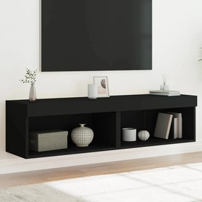 vidaXL Móveis de TV com luzes LED 2 pcs 60x30x30 cm preto