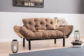 Sofá-Cama de 2 Lugares Nitta – Castanho Claro – 155x85x70 cm