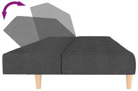 Sofá-cama de 2 lugares tecido cinzento-escuro