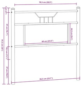 Cabeceira de cama 80 cm derivados madeira/aço carvalho castanho