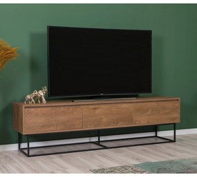 Conjunto de Mobiliário de Sala de Estar Laxus – Nogueira/Preto – TV: 1
