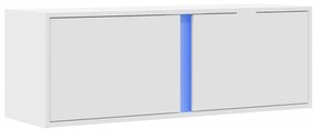 Móvel de parede para TV com luzes LED 100x31x35 cm branco