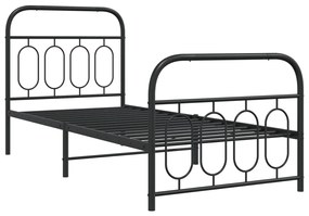 Estrutura de cama com cabeceira e pés 90x190 cm metal preto