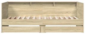 Sofá-cama com gavetas sem colchão 75x190 cm carvalho sonoma