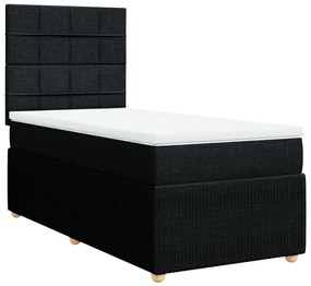 Cama com molas/colchão 90x200 cm tecido preto