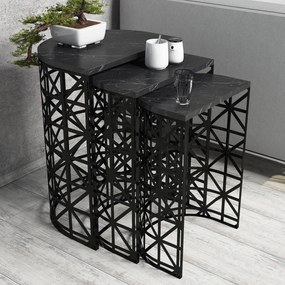 Mesas de Aninhamento Stil – Preto – 46x62x33 cm, 41x58x30 cm, 36x53x27