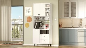 Armário Alto de Cozinha "Toledo" - Branco - 88x205x35.5cm - Design Mod