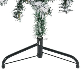 Meia árvore de Natal fina com flocos de neve 150 cm