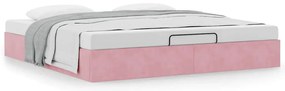 Estrutura de cama otomana sem colchão 200x200 cm veludo rosa