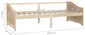 Sofá-cama de 3 lugares 90x200 cm madeira de pinho maciça