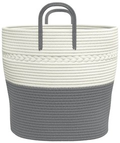 Cesto de arrumação Ø43x38 cm algodão cinzento e branco