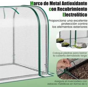 Mini estufa com porta com fecho de correr Cobertura impermeável em PE Estrutura metálica 118 x 55 x 60 cm - Branca