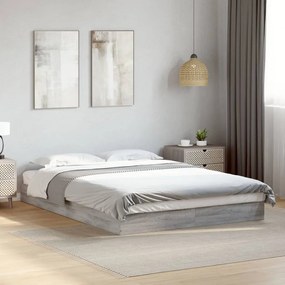 vidaXL Estrutura cama 140x190 cm derivados de madeira cinzento sonoma