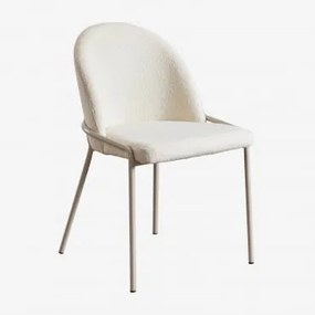Cadeira De Jantar Estofada Grolet Bouclé Branco - Sklum