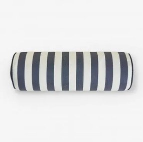 Cilindro Almofada 15x50 Cm Para Jardim Em Tecido Somalia Branco Gardenia - Azul Marinho - Sklum