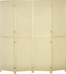 Biombo de bambu com 4 painéis, 180 x 180 cm, divisória dobrável para separar divisões - natural