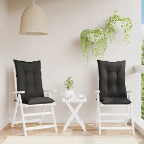 vidaXL Almofadões para cadeiras altas de jardim 2 pcs tecido preto