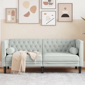 vidaXL Sofá chesterfield com rolos 2 lugares veludo cinzento-claro