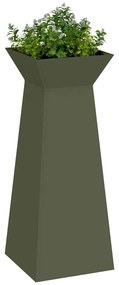 Plantadores de Pilar de Jardim 2 pcs com Tigela Verde-Azeitona 40x40x1
