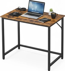 Secretária de escritório estreita com design industrial 80 x 50 x 75 cm castanho vintage-preto