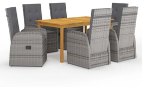 vidaXL 7 pcs conjunto de jantar de jardim cinzento