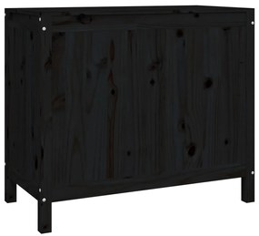 Caixa para roupa 88,5x44x76 cm madeira de pinho maciça preto