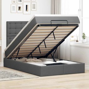 vidaXL Estrutura de cama otomana com colchão cinza escuro tecido