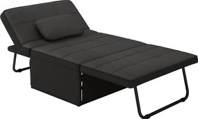 Sofá-Cama "Açores" 3 em 1 - Preto - 95x179x78 cm - Linho e Metal - Des