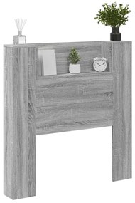 Armário de cabeceira c/ luzes LED 100x16,5x103,5cm cinza sonoma