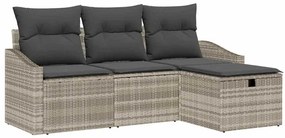 Conjunto de Sofás de Jardim de 4 Peças com Almofadas Cinza Claro em Ra