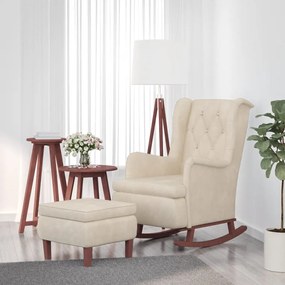vidaXL Poltrona com pernas de baloiço e banco veludo cor creme