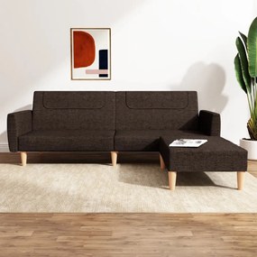 vidaXL Sofá-cama de 2 lugares com apoio de pés tecido castanho-escuro