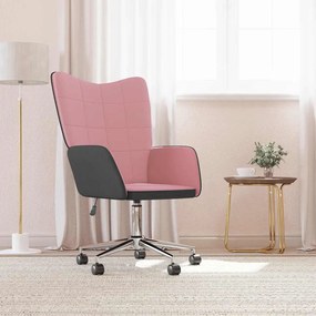 vidaXL Cadeira de descanso PVC e veludo rosa