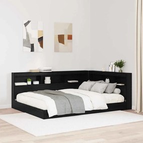 vidaXL Cabeceira de armazenamento com prateleira Carvalho preto 140 cm