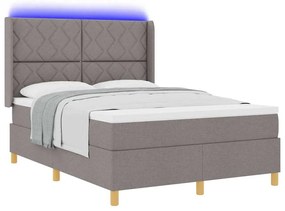 Cama Box Spring com Colchão e LED Taupe 160x200 cm Tecido