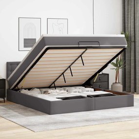 vidaXL Cama otomana com colchões &amp; LEDs 180x200 cm couro artificial
