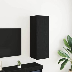 vidaXL Armário de TV de Parede em Carvalho Preto - 30,5 x 30 x 90 cm, Feito de Madeira de Engenharia