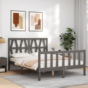 vidaXL Estrutura de cama com cabeceira 120x200 cm madeira maciça cinza