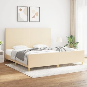 Estrutura de cama com cabeceira 200x200 cm tecido cor creme