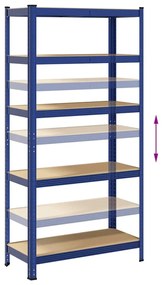 5-Layer Storage Shelf Blue Steel&amp;Madeira de engenharia